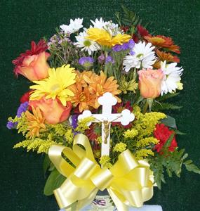 Fresh Bouquet With Cross