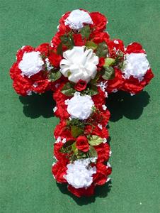 06. Silk Floral Cross 30 inch With Rosebuds