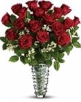 2. Fresh Vase Arrangement of One Dozen Roses