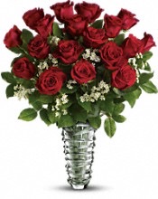 Fresh Vase Arrangement of One Dozen Roses