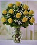 1j.  Dozen Yellow Roses in Vase