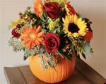 1d.  Ceramic Pumpkin Filled with Fresh Flowers