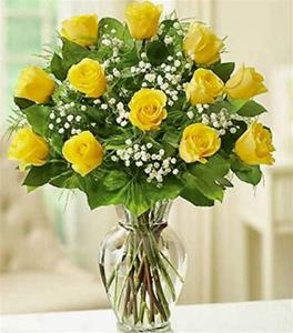 1e. One Dozen Fresh Yellow Roses for Easter